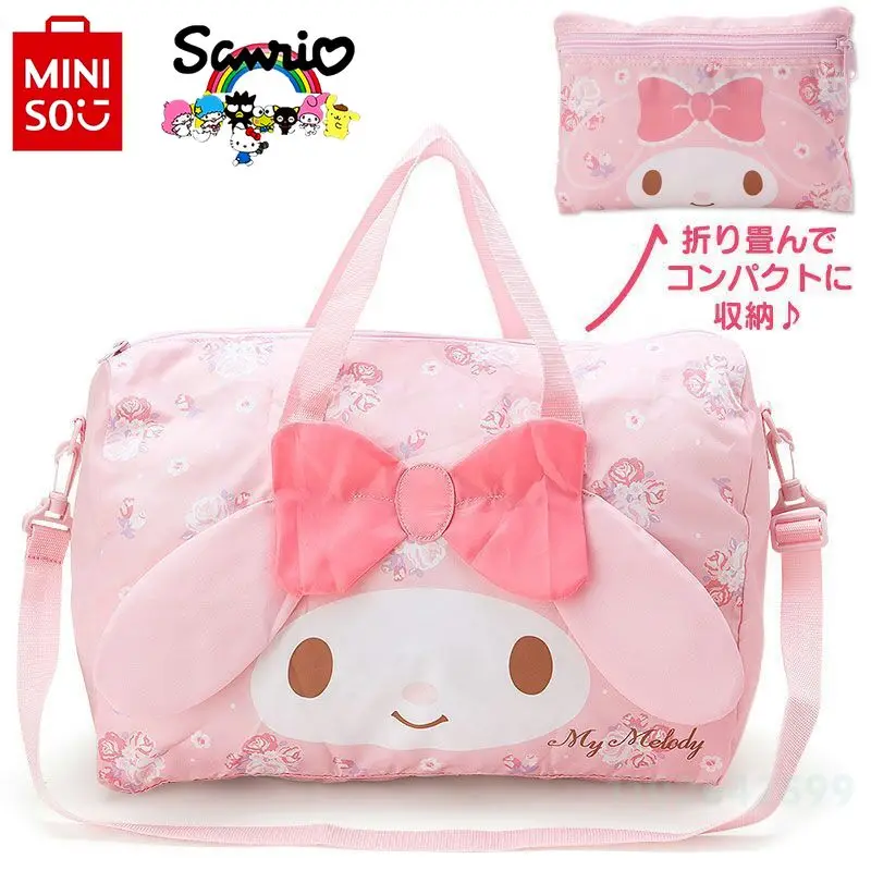 

Miniso Sanrio New Women Portable Travel Bag Luxury Brand Fashion Travel Handbag Cartoon Cute Storage Luggage Bag Large Capacity