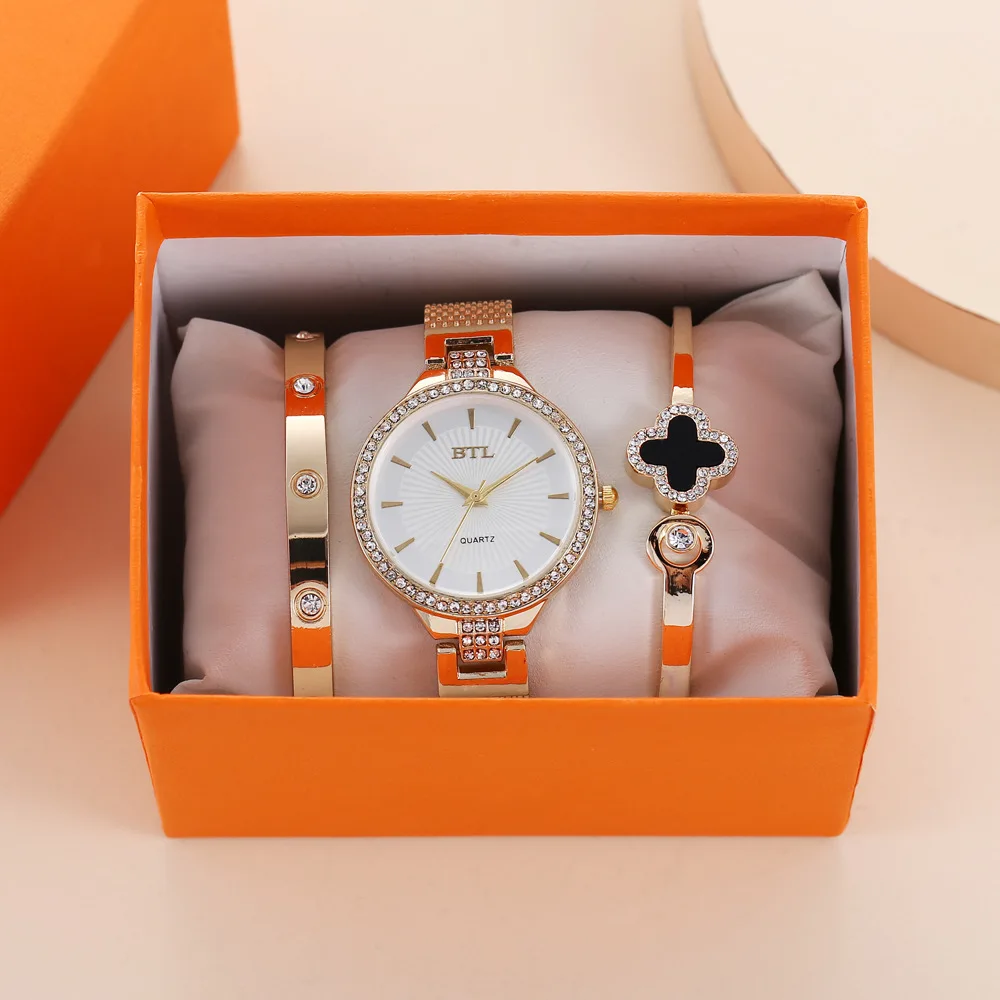 

Women's Fashion Quartz Watch with Thin Mesh Band and Bangle Set, 3pcs Set, Creative Exquisite Elegant Casual,Women's wristwatch
