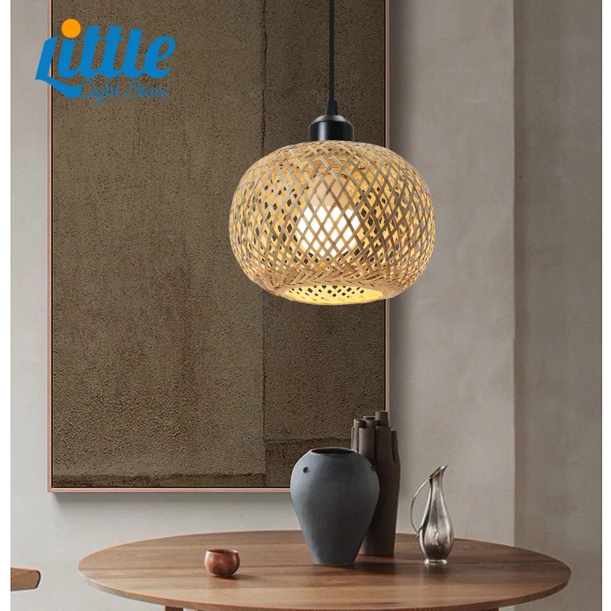 Bamboo Pendant Lamp Hand Knitted Chinese Style Weaving Hanging Lamps Restaurant Home Decor Lighting Fixtures