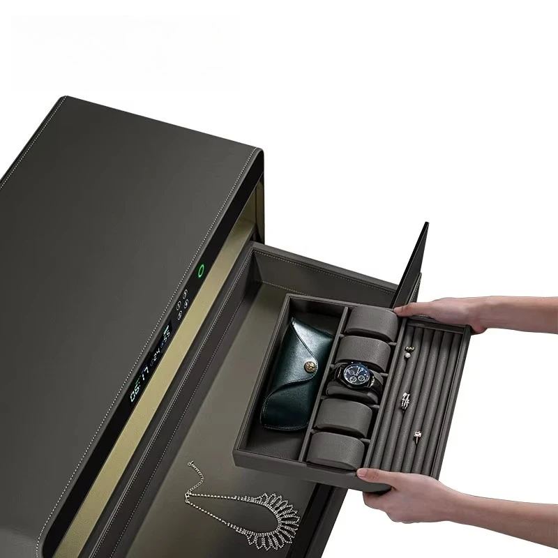 Automatic Door Opening Verification Watch Shaker Jewelry Storage Box USB Charging Battery LED Light Leather Tempered Glass