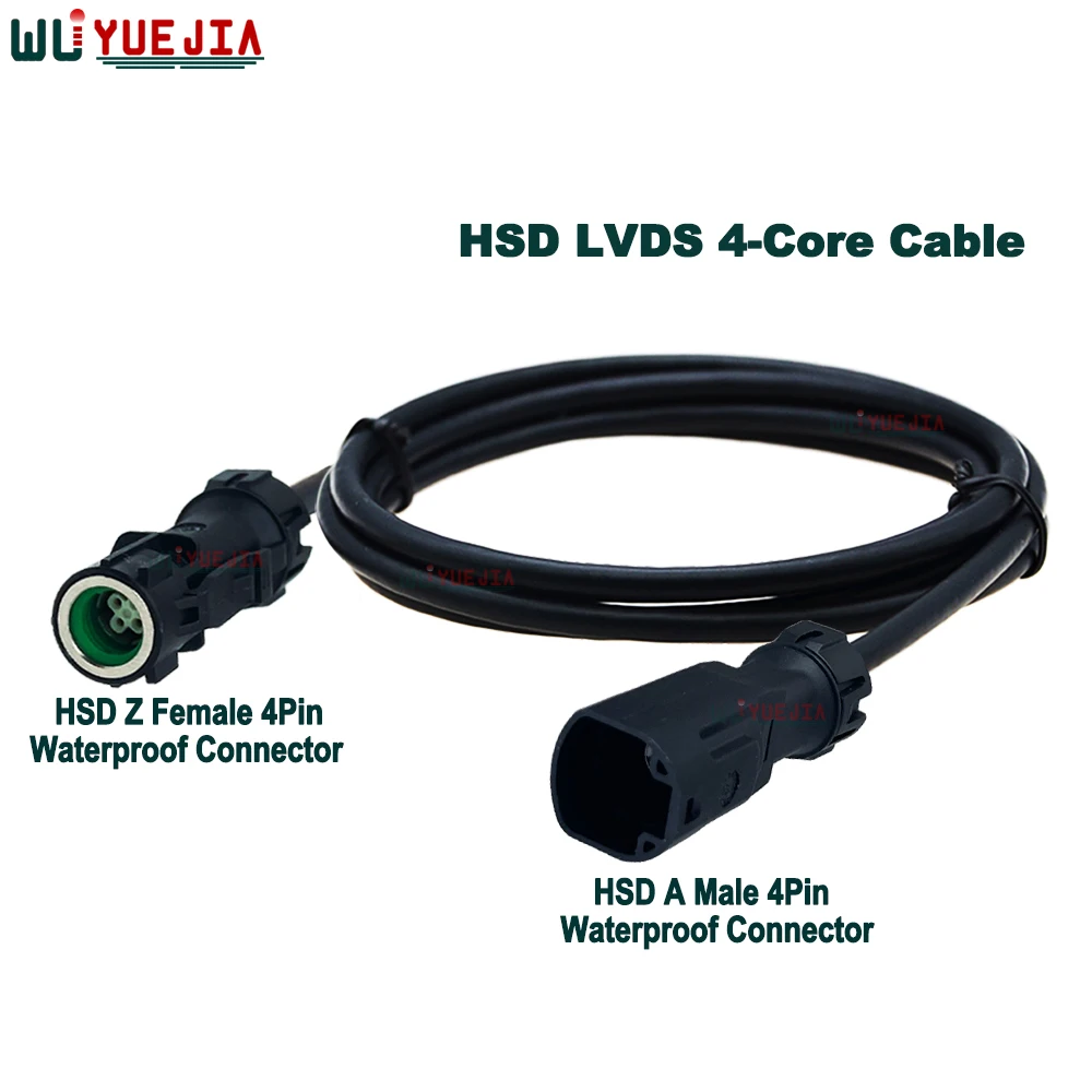 HSD Black A Female to A Male Waterproof 4Pin LVDS Cable High Speed 4-Core 535 Line Wire Harness For Mercedes-Benz BMW Audi Video