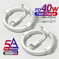 Original 40W PD USB C Fast Charger Cable For Apple iPhone 16 15 14 13 12 11 Pro Max X XR 8 7 Plus iPad USB Type C Data Sync Line