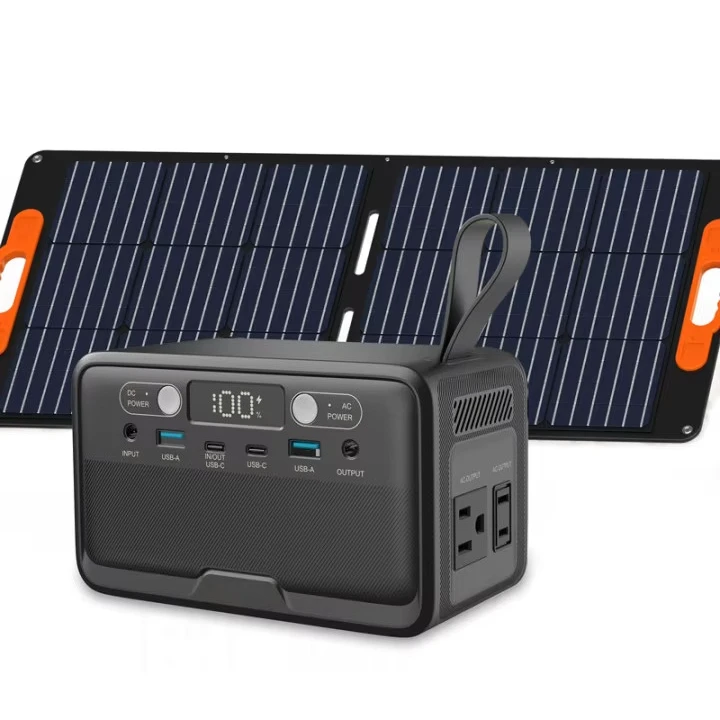 

Portable Power Bank 100W Solar Generator With AC Outlet Fast Charge Outdoor Emergency Backup Lighting for Camping Travel