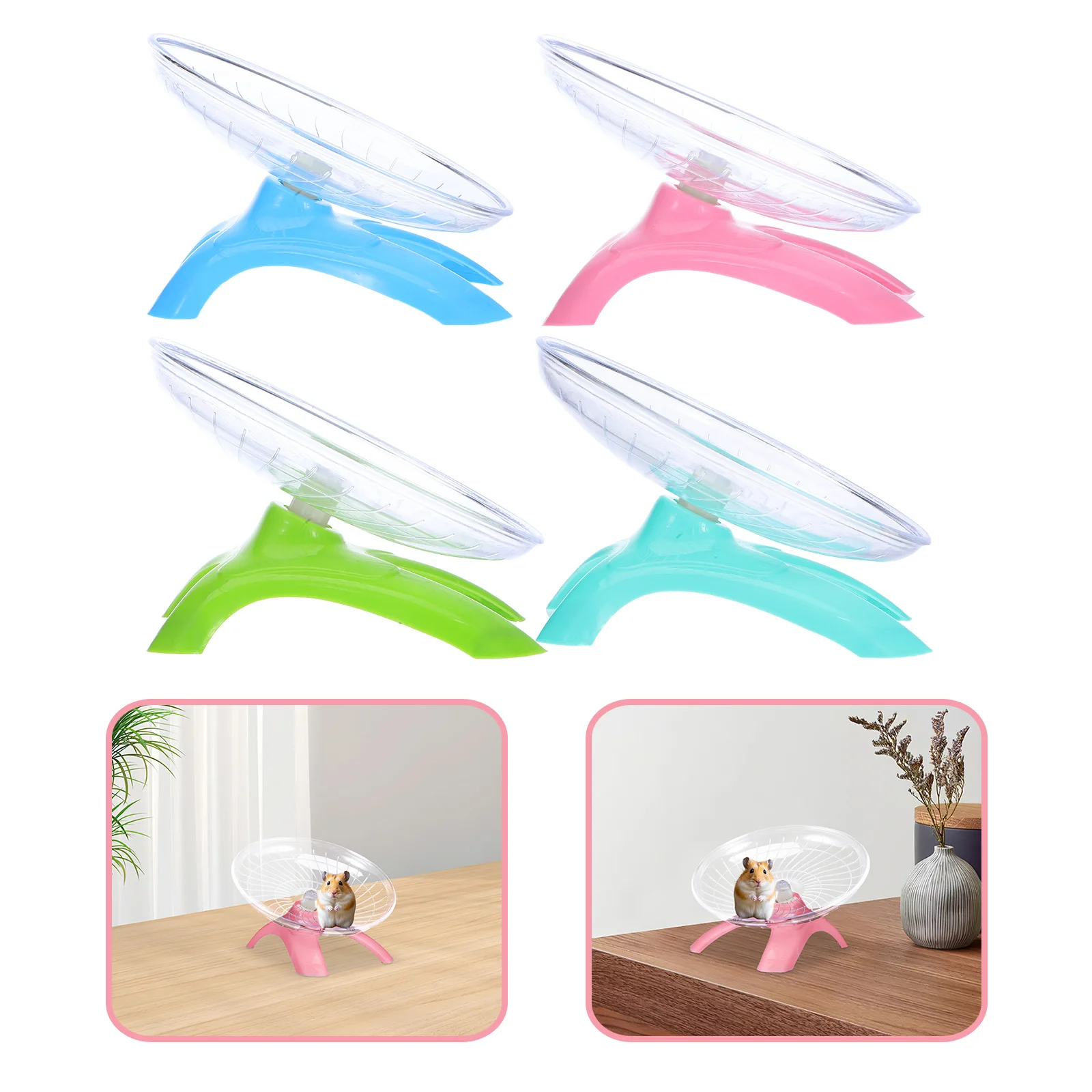 

4Pcs Silent Hamster Flying Saucer Wheel for Mice Rats Gerbils Hedgehog and Small Animal Exercise Hamster Wheel