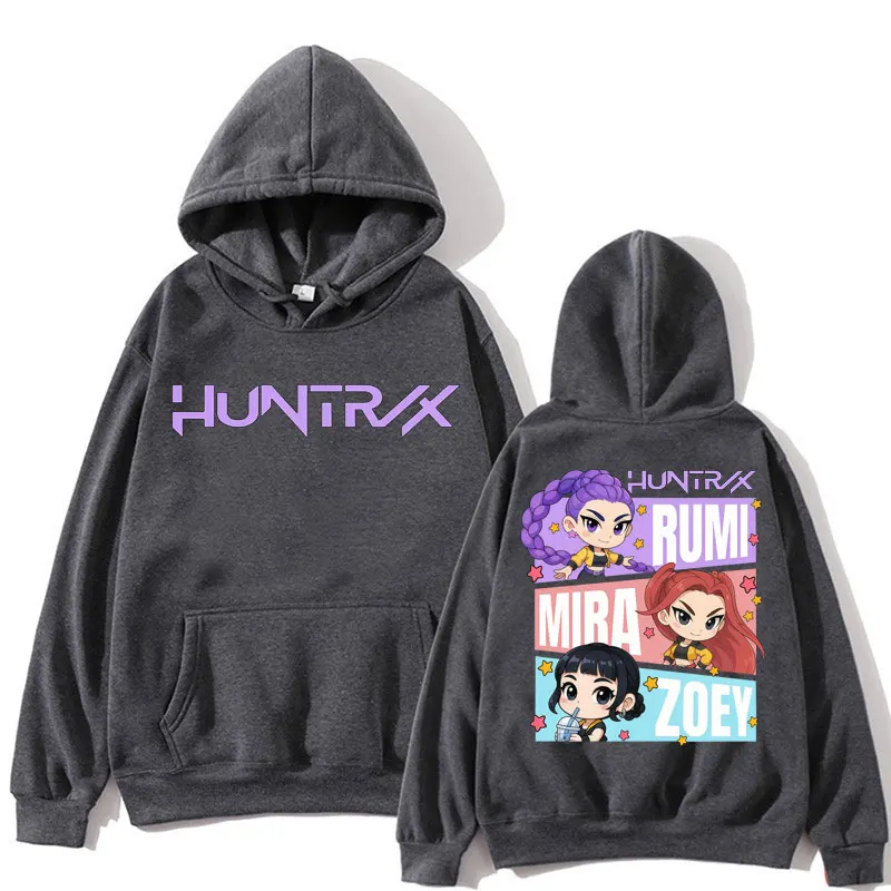 Kpop Anime Demon Hunter Huntrix Girls Hoodies Kawaii Cartoon Manga Men Women Hoody Sweatshirt Oversized Fleece Casual Sportwear