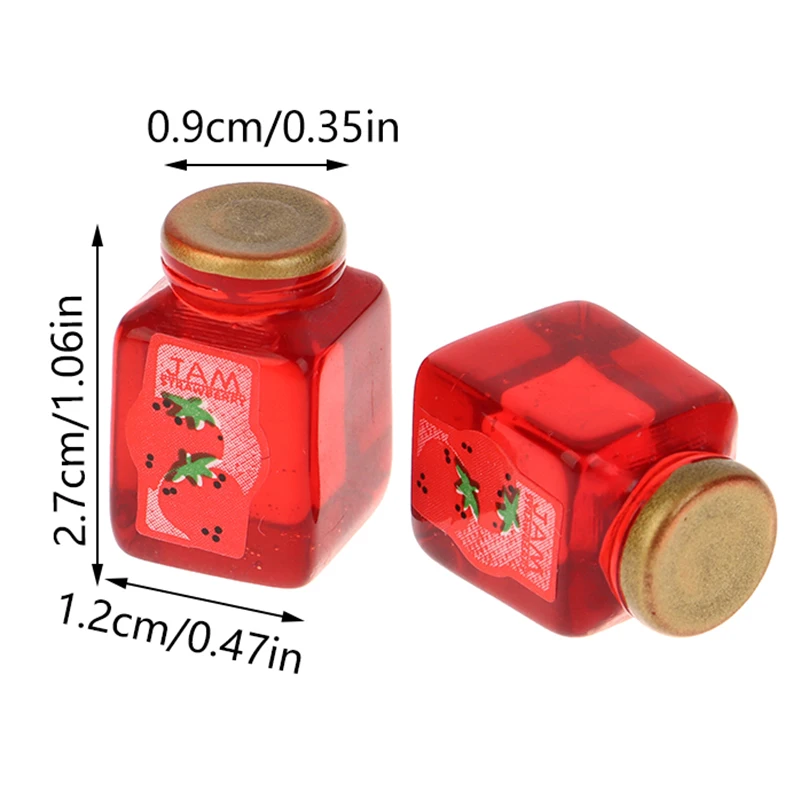 5Pcs 1/12 Dollhouse Miniature Strawberry Sauce Jam Jar Kitchen Food Accessories For Dolls House Decorations Kids Toys Gift