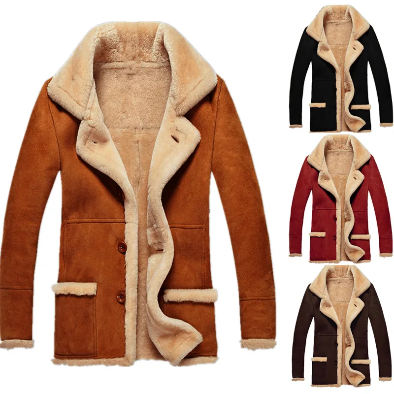 

Men's Single Fur Jacket Autumn and Winter Thickening Coat Suede Warm Coat Cotton-Padded Jacket Yama