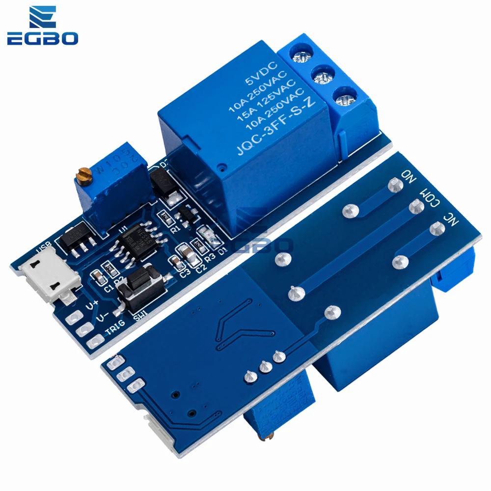EGBO 5V-30V Delay Relay Timer Module Trigger Delay Switch Micro USB Power Adjustable Relay Module