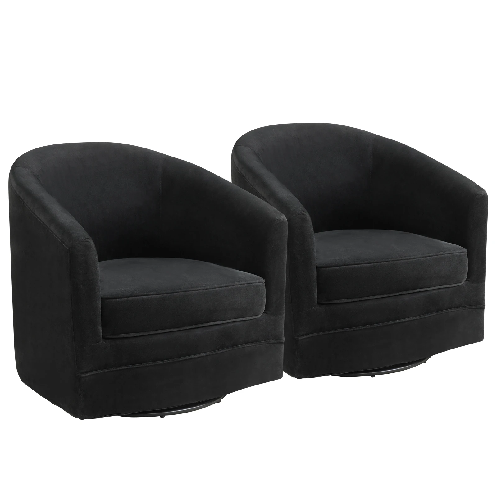 

Set of 2 Modern Swivel Barrel Chair Velvet Accent Chair with Metal Base