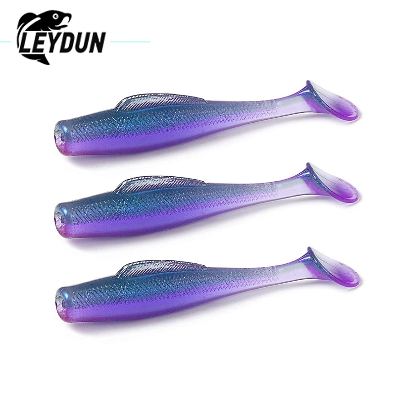 LEYDUN New Soft baits Fishing Lures 60mm 80mm 6pcs T-Tail Swim High Quality Artificial Japan Shape Bass Wobblers Wrom Soft Lure