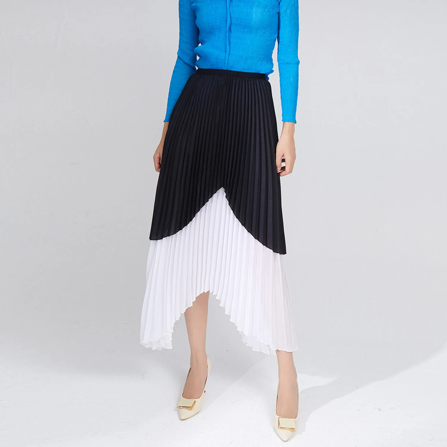 Irregular Design Pleated Midi Skirt for Women A-line High-Waisted Autumn New Arrival With Flowy Silhouette