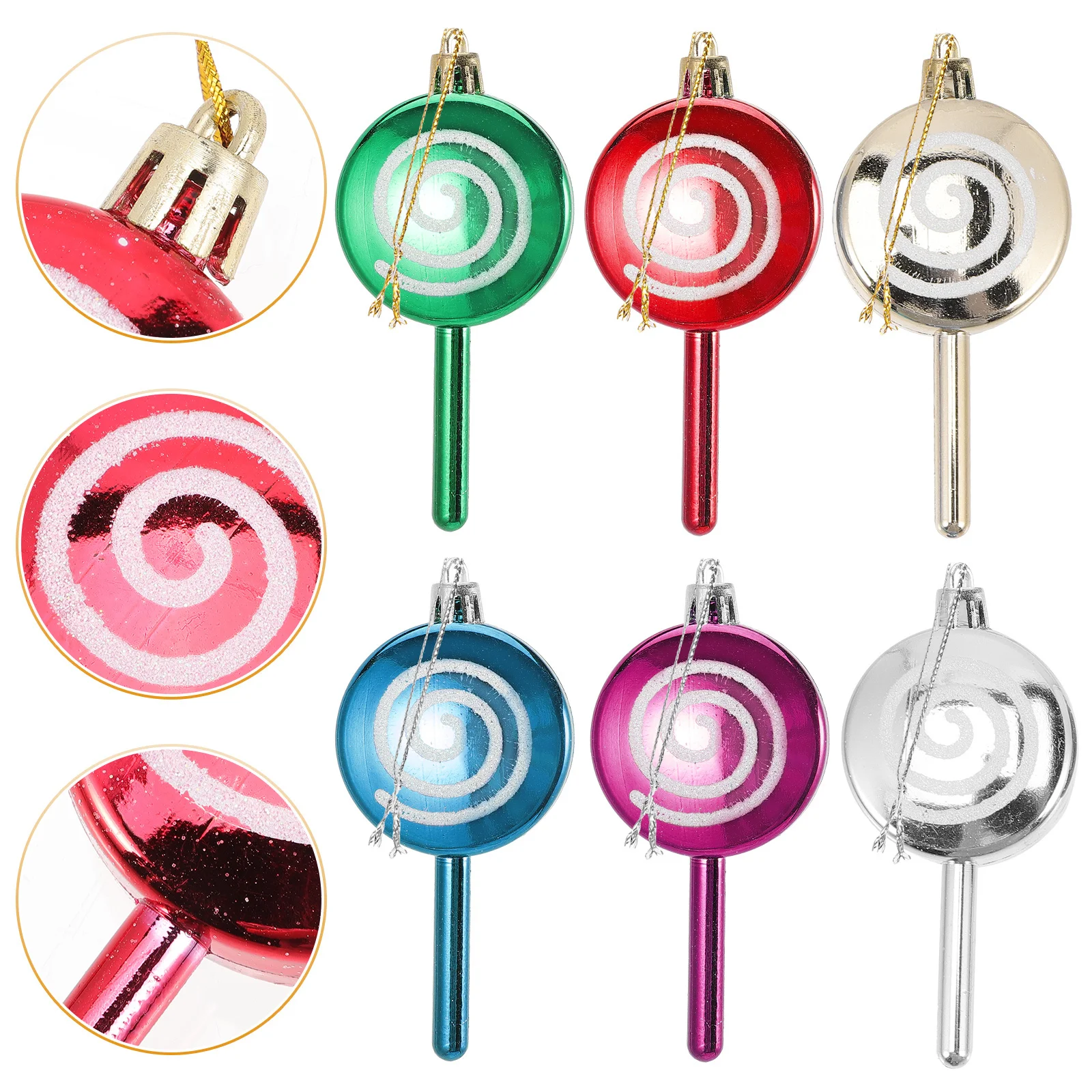 

6Pcs Candy Christmas Ornaments Hanging Decorative Candies for Xmas Tree Party Wedding Holiday Decoration Plastic Pendant