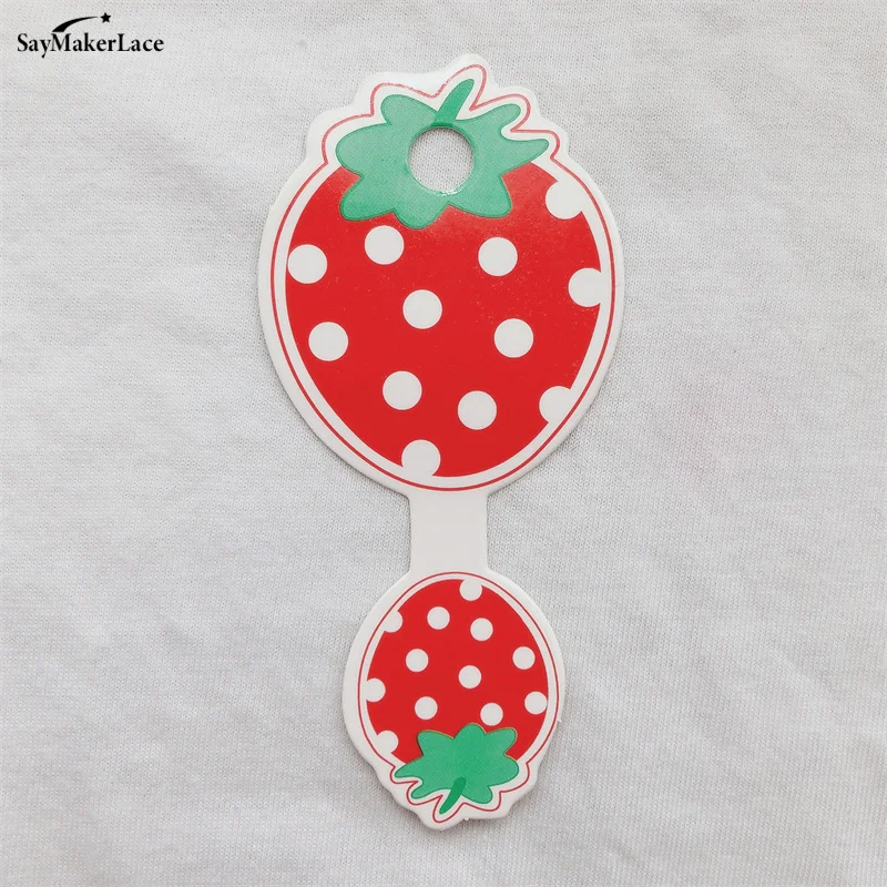 50Pcs Sweet Cartoon Strawberry Folding Cardboard Hair Accessories Display Packaging Materials DIY Headwear Display Tags