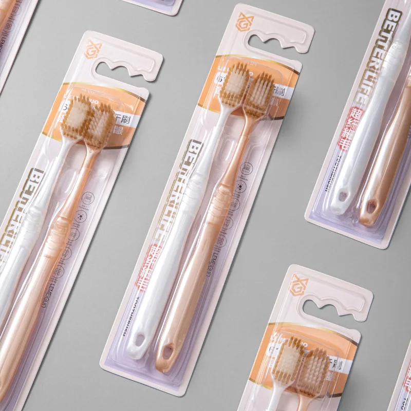 Couple soft bristled toothbrush with ultra soft and ultra-fine adult soft bristles, suitable for sensitive people to use