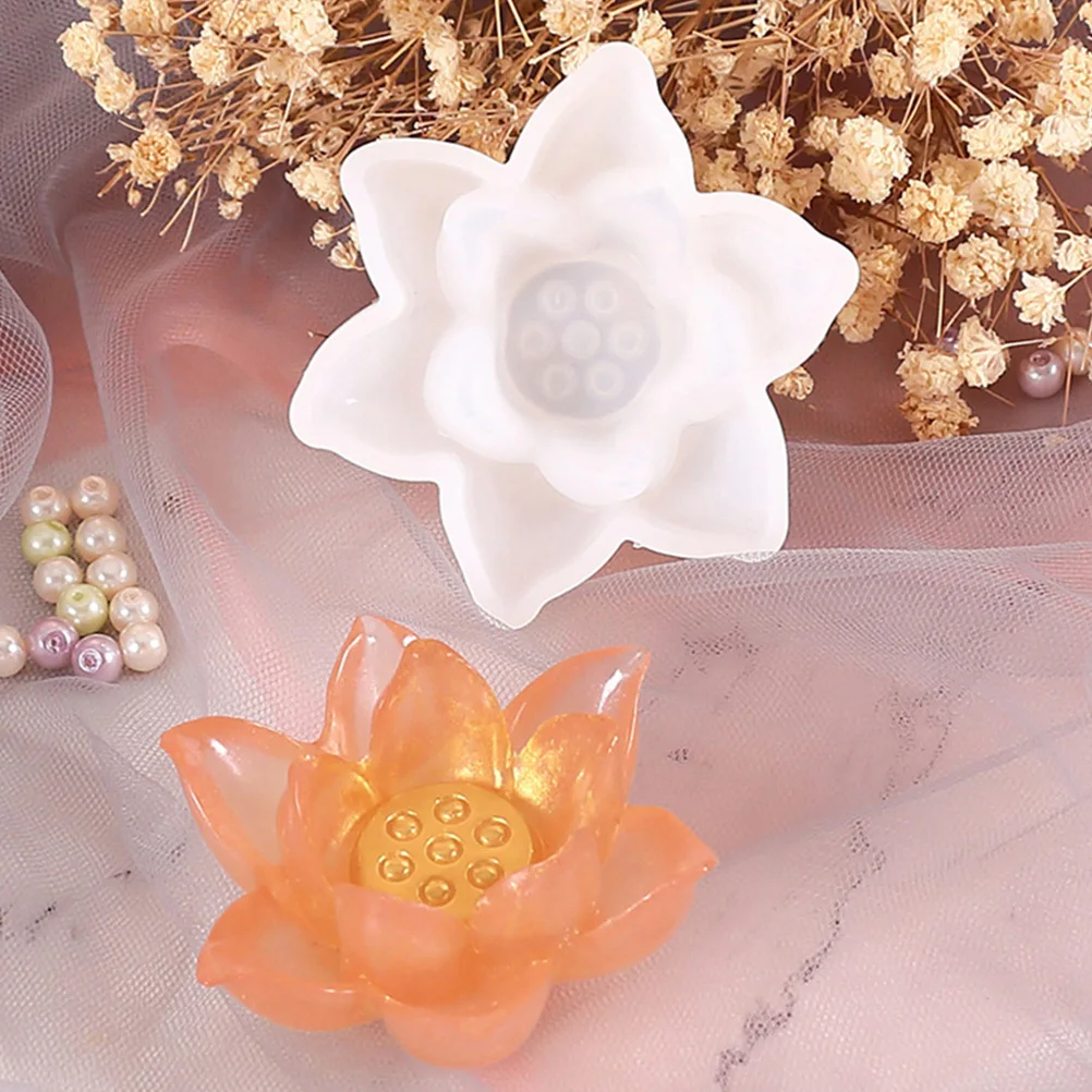 

3 pcs Shape Silicone Mold Ornament Making Diy Crystal Epoxy Handicraft Molds Creative Lotus Flower Mold Reusable Flexible Molds