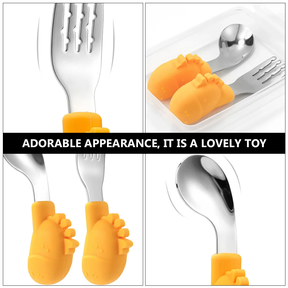 

1 set Baby Spoons Fork Set Feeding Utensils Toddler -Feeding High Temp Disinfection Safe Storage