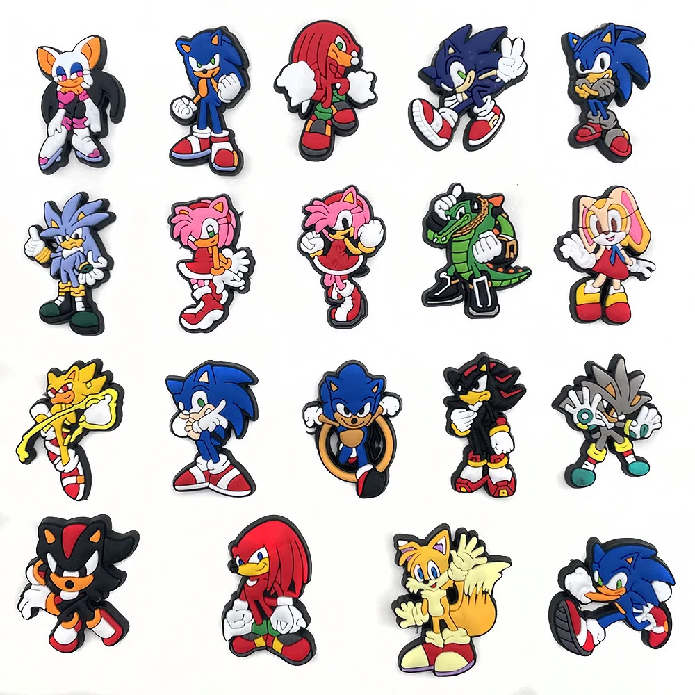 Blue Hedgehog Cartoon Clog Shoe Charms PVC Removable Shoe Decorations, Cartoon Animal Clog Shoe Accessories Accessories