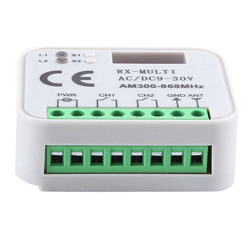 N75R-8X Universal RX Multi Frequency 300-868Mhz Receiver 2CH 12V 24V Relay Module Garage Door Remote Control 433.92Mhz 868Mhz