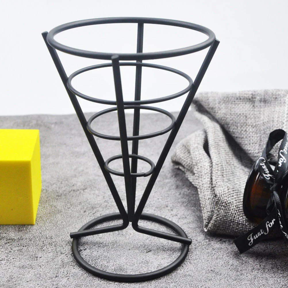 

2pcs Black French Fries Holder Creative Restaurant Snack Basket Hollow Design Breathable Fresh Practical Kitchen Bar Cafe Dining