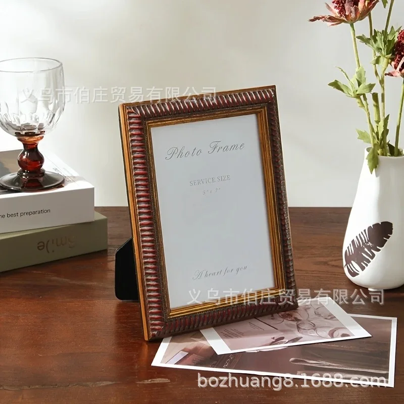 1pc American-style vintage photo frame European country-style solid wood tabletop frame New classical creative picture frame