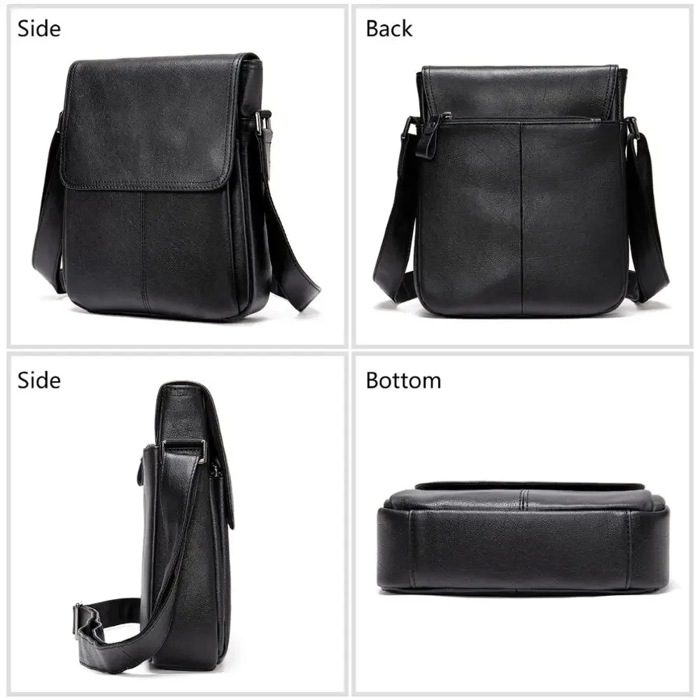 Marrant Genuine Leather Men\'s Shoulder Bag Husband Black Messenger Bags Male Side Bags Men\'s Bags Casual Crossbody Man Handbags