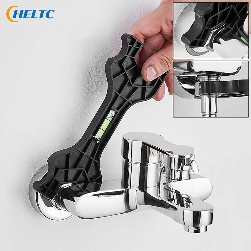 1PCS Multifunctional Dual Headed Wrench With Level Manual Tap Spanner Repair Plumbing Tool For Household Faucet Pipe And Toilet