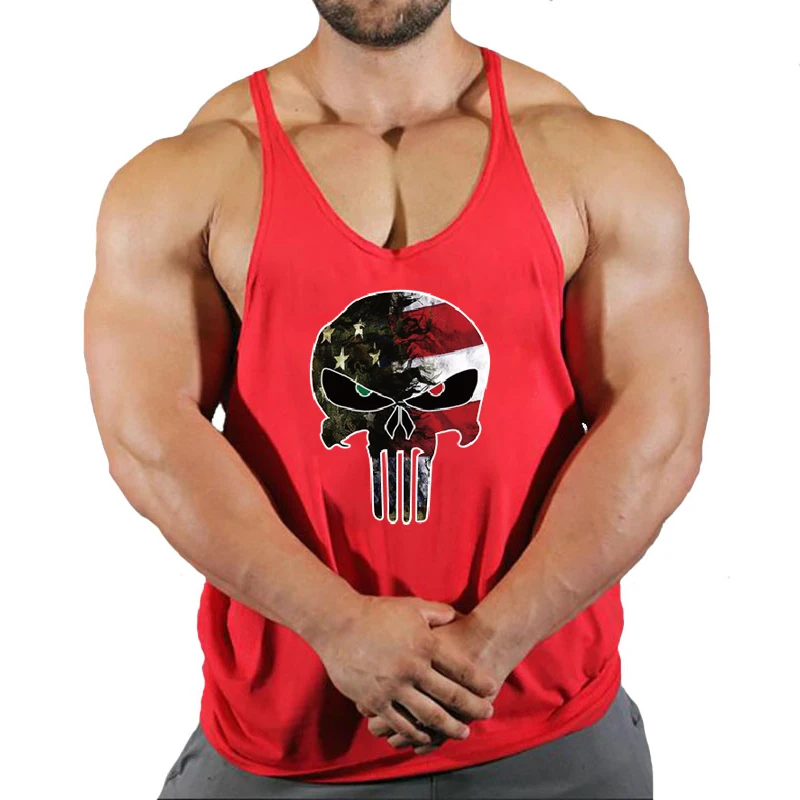 Mens Bodybuilding Cotton Tank Tops Gym Fitness Workout Sleeveless Shirt Clothes Casual Print Stringer Singlet Male Summer Vest