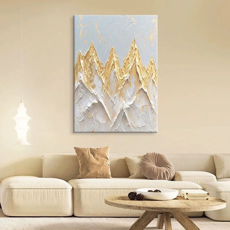 Light Luxury and High-end Snow Mountain Scenery Pure Hand Painted Oil Painting Jinshan Living Room Corridor Decoration Painting