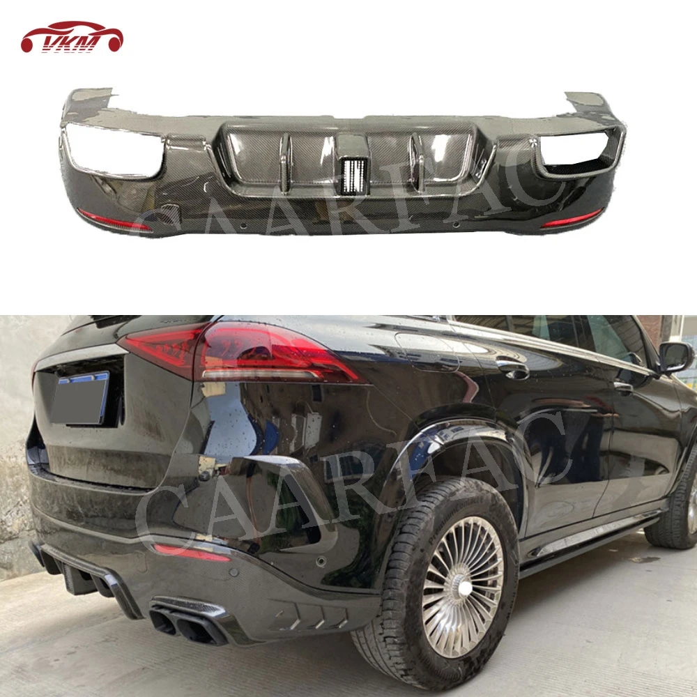 Dry Carbon Fiber Material Rear Bumper Lip Diffuser with Exhaust Tips Case For Mercedes Benz GLE Class W167 GLE53 AMG SUV 2020 UP