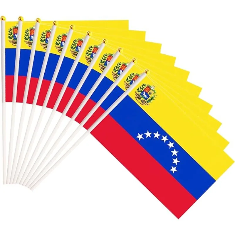 10pcs/20pcs/50pcs Patriotic Latin America Venezuela Flag Small Handheld Flags with Plastic Poles | Patriotic Decor, Events