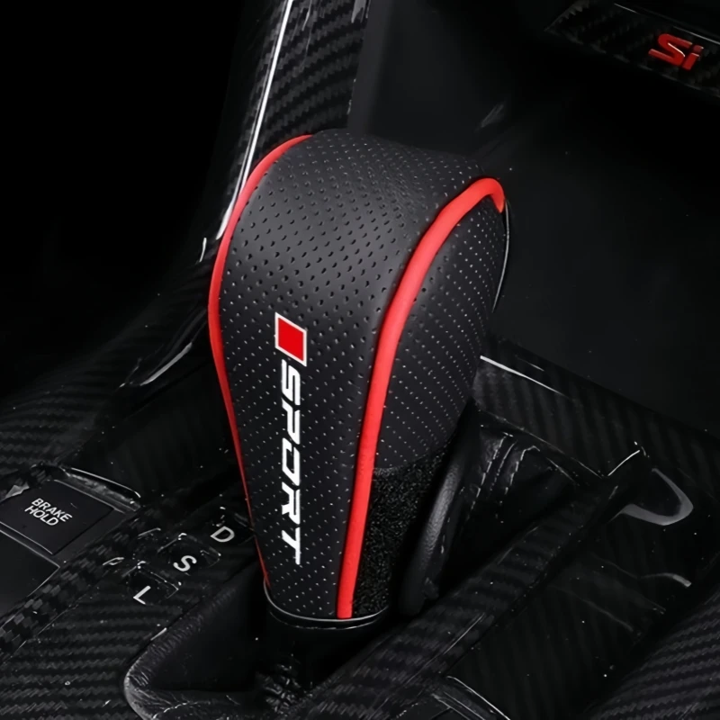 Gear Shift Knob PU Leather Embossed Breathable Sweat Absorbing Universal Automatic Non Luxury Sporty Durable Anti Slip Protector