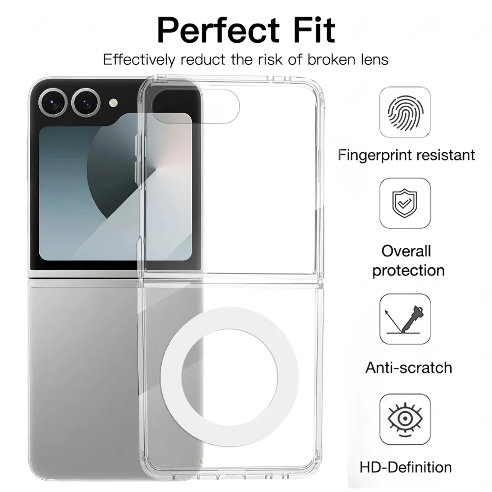Custodia magnetica trasparente di alta qualità per Samsung Galaxy Z Flip 7 originale Cover protettiva posteriore antiurto Galaxy Flip 7