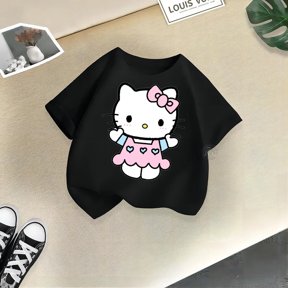 Sanrio Teen estate 100% cotone t-shirt semplice e giocosa Hello Kitty graphic Kids confortevole t-shirt in cotone ragazzi ragazze Short s