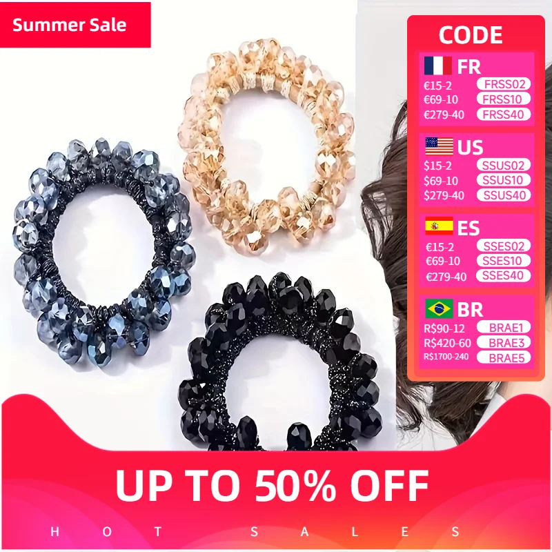 

Crystal Hair Band Korean Version of Simple Hair Accessories Pearl Rubber Band Headrope Wholesale Hair Accessories for Women