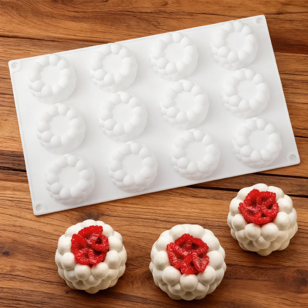 12 Cavity Bubble Cloud Shaped Silicone Mold for Mousse Cake Chocolate Pudding Desserts French Pastry Baking Mold