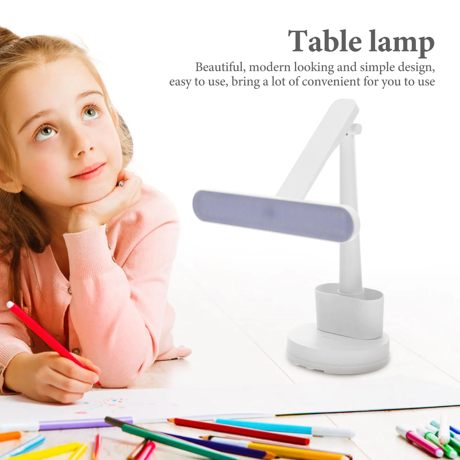 Lampa biurkowa LED z uchwytem na długopis, ściemnialna lampka stołowa do domu, biura, gabinetu, lampy do nauki, lampy do domu.