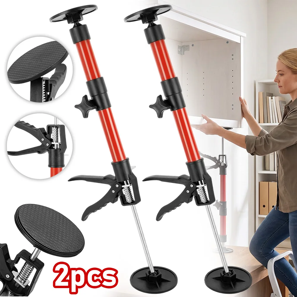 Verstellbare 30–59 cm Stahl-Teleskopstützstangen, 2er-Pack, Hochleistungs-50-kg-Tragkraft, Mehrwinkel-Hebevorrichtung, Rutschfestes Stützwerkzeug für Schrankmontage, Wandbau, Studio, Werkstatt