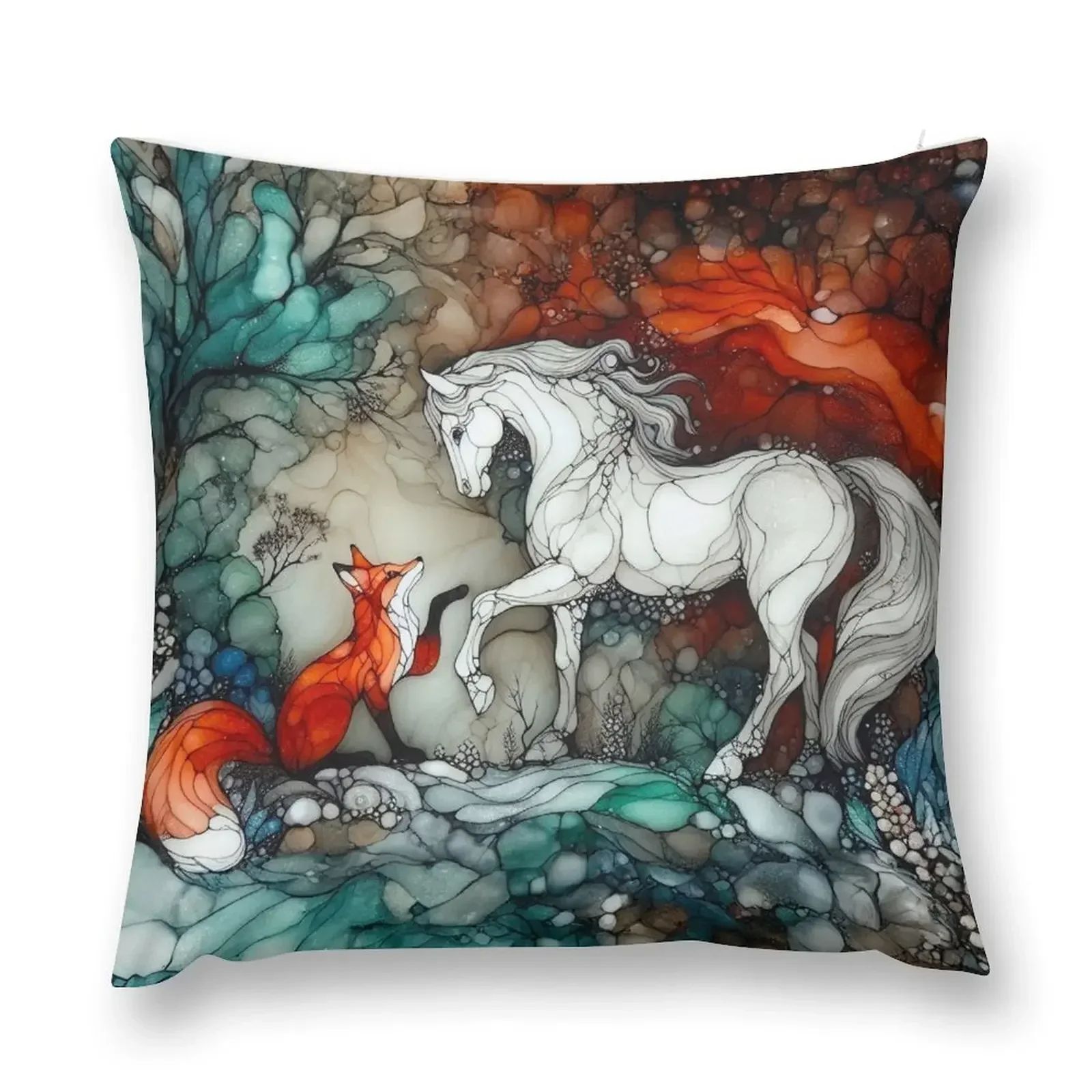 

Horse and Fox Throw Pillow Decorative Cushions For Luxury Sofa Sofas Covers pillow