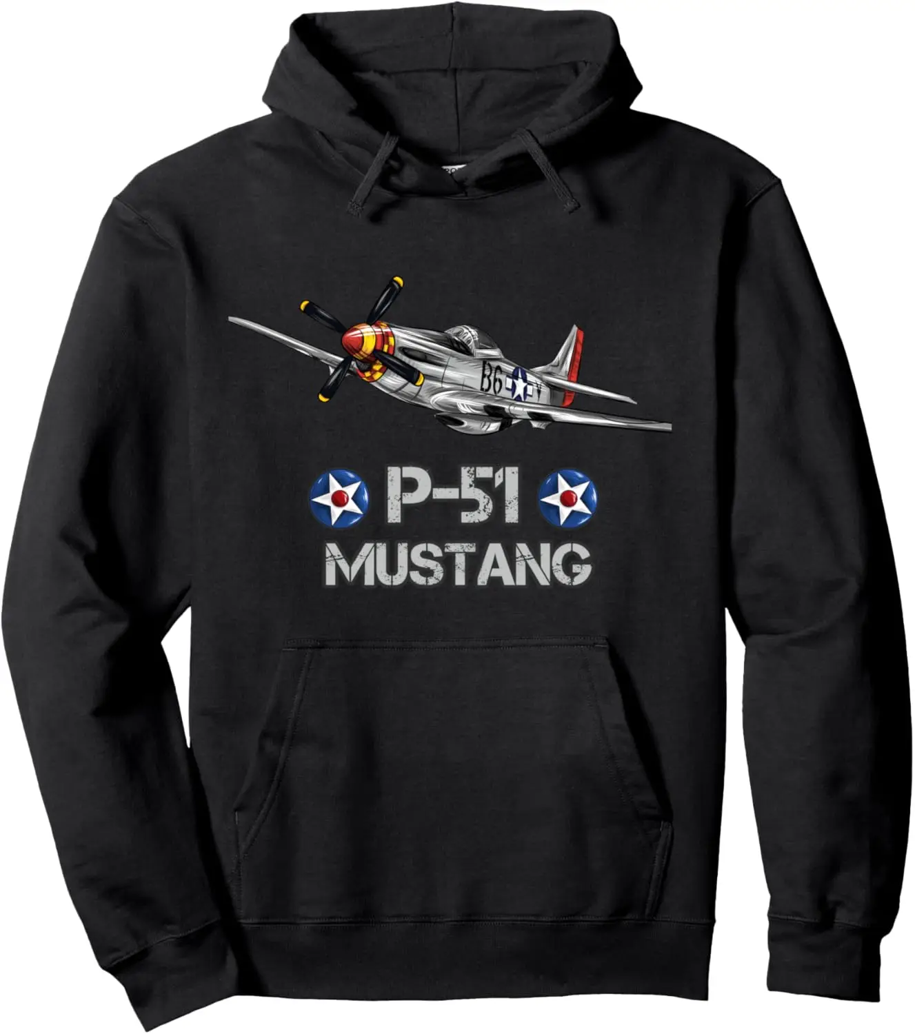 

American World War 2 P-51 Mustang Fighter Airplane Pullover Hoodie