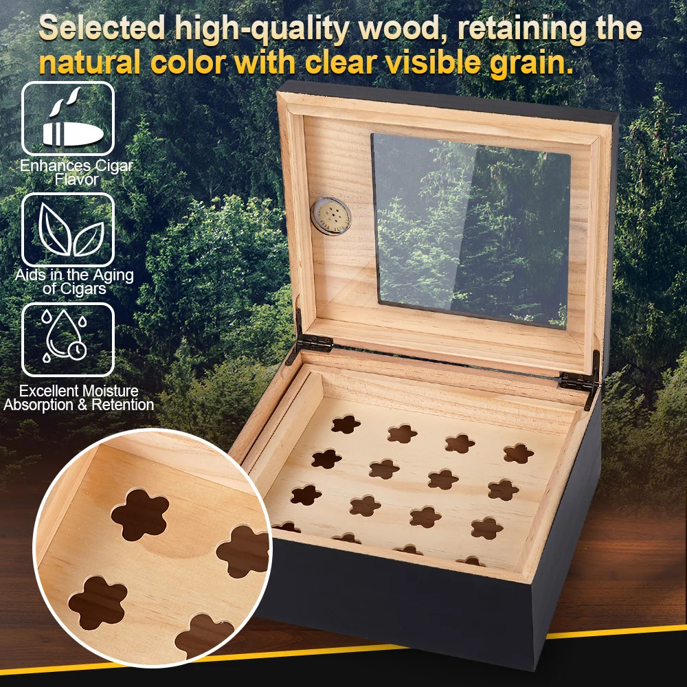 السيجار المرطب صندوق السيجار مع المرطب السيجار مقص الأرز الخشب صندوق السيجار مع مقسم السيجار الهدايا اكسسوارات للرجال #4
