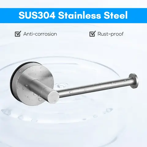 टॉयलेट रोल पेपर होल्डर ऑर्गनाइज़र वॉल माउंट स्टोरेज पुन: प्रयोज्य किचन बाथरूम नो ड्रिल टिशू टॉवल डिस्पेंसर स्टेनलेस स्टील 10 best sales टॉयलेट टिशू होल्डर - №7