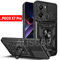 Capa For POCO X7 Pro 5G Case Armor Slide Camera Lens Protection Back Cover for Xiaomi POCO X7 Pro Ring Stand Shockproof Funda