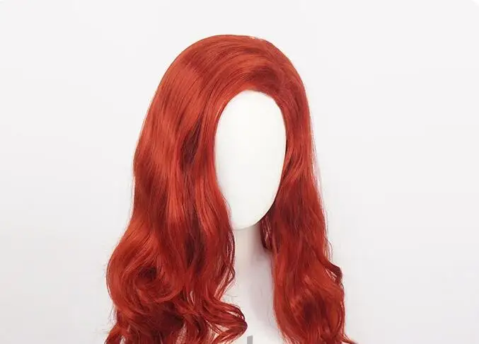 Peruca de cabelo ondulado sintético com boné de peruca grátis, Party Role Play, Pincess Red