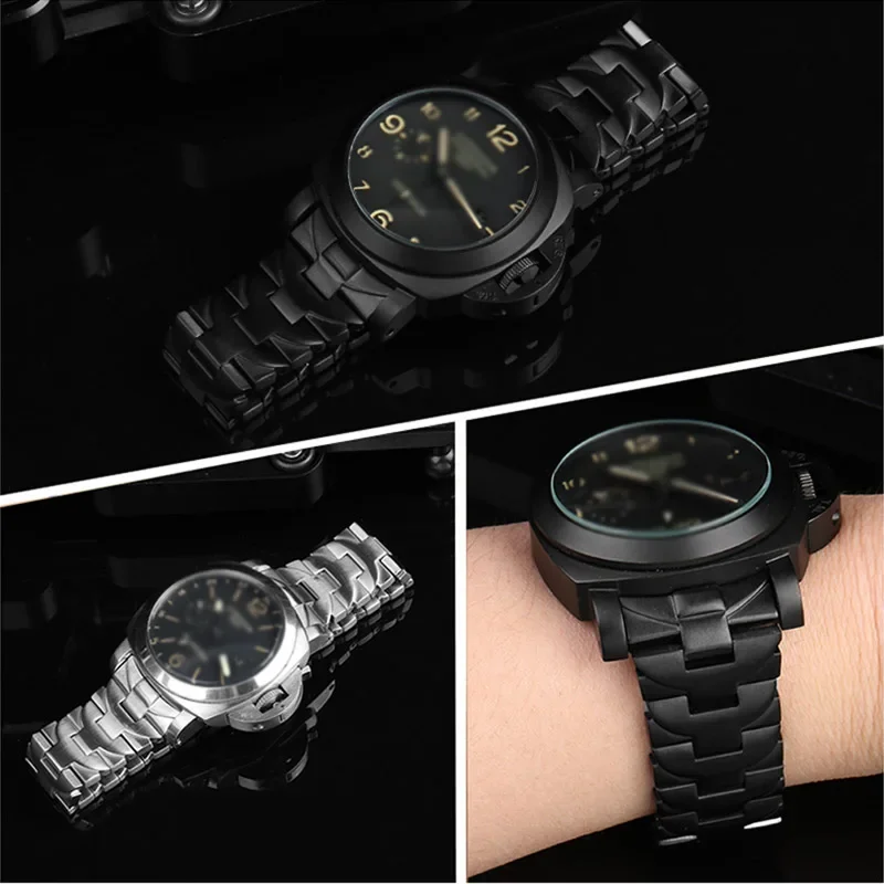 316L Stainless steel watch strap 24mm watchband for Panerai PAM111 PAM441 watch band Curved soild metal bracelet for men