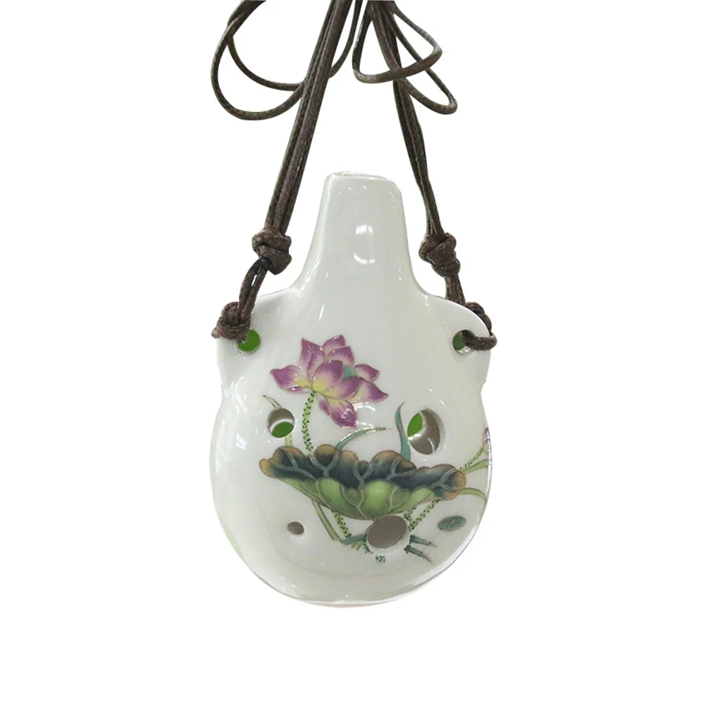 

6-Hole Ocarina Beginner Flower Design Practice Musical Instrument Easy to Store Durable Ceramic Beginner Ocarina