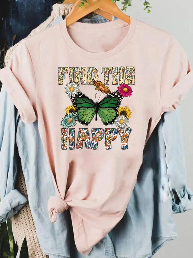 Letter Flower Sweet 90s Style Clothing Graphic Tee Casual Ladies Fashion Short Sleeve T Clothes Female Women Print T-shirts