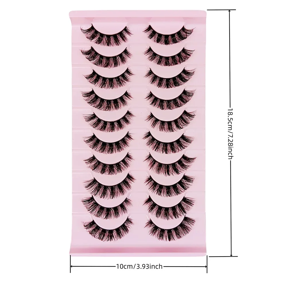 Russo Strip Lashes para Maquiagem, Volume Fofo, Cílios Postiços, Dramático Sujo, Faux Mink, Cílios Falsos Grossos, DD Curl, 10 Pares