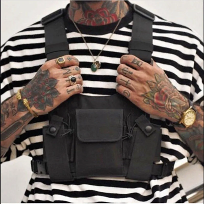 Functional Tactical Chest Rig Bag For Unisex Fashion Bullet Hip Hop Vest Streetwear Bag Waist Pack Women Black Chest Bag YB415