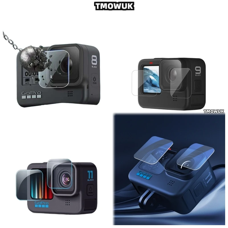 

For GoPro Hero12 11 10 9 HD 9H Tempered Glass Screen Protector Anti-Scratch Lens Guard Front Back Cover