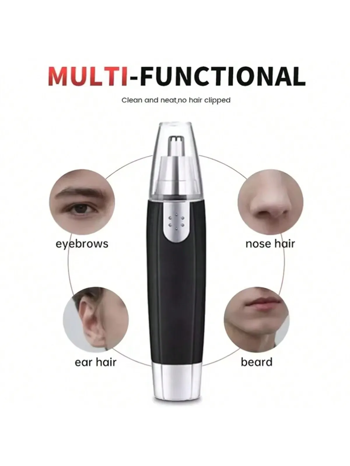 2026 Nose Hair Ear Trimmer, For Men Stainless Steel Manual Washable Portable Hair Remover Battery-Powered (Without Battery)